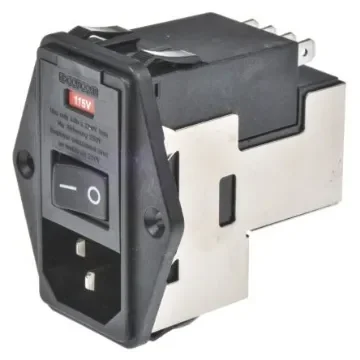 TE Connectivity 10A, 120 V ac, 250 V ac Male Flange Mount IEC Filter 2 Pole 6609929-4, Spade 2 Fuse product image