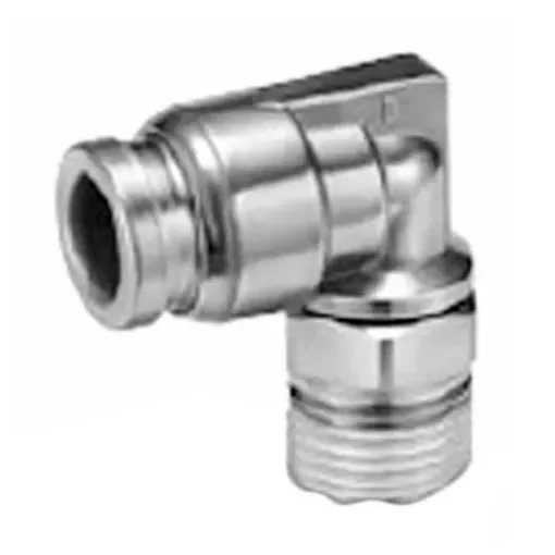 SMC KQG2 Series Elbow Threaded Adaptor, R 3/8 Male to Push In 6 mm, Threaded-to-Tube Connection Style - KQG2L06-03S product image