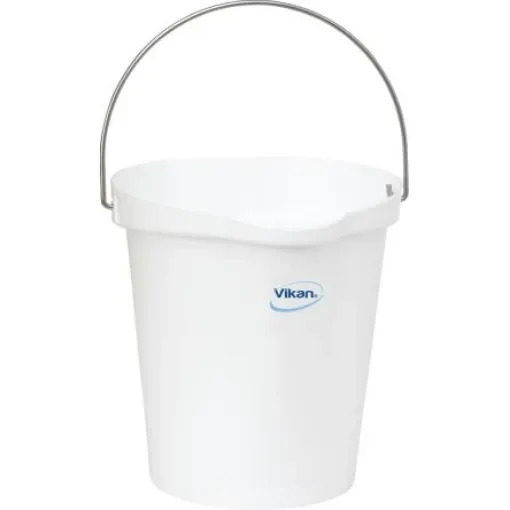 12L Plastic White Bucket With Handle - 56865 product image