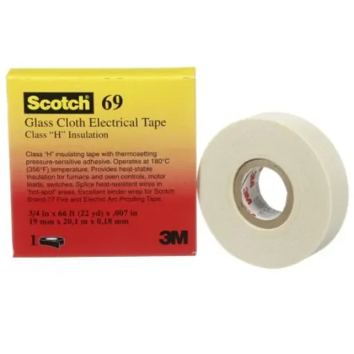 3M Scotch 69 Scotch 69 Cloth Tape, 33m x 50mm, White, Glass Finish - T6950 product image