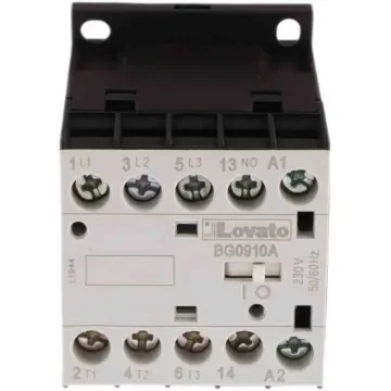 Lovato Orange BG Contactor, 230 V ac Coil, 3-Pole, 9 A, 4 kW, 3NO + 1NO, 600 V ac - 11BG0910A230 product image