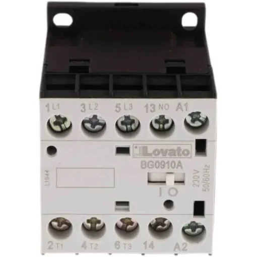 Lovato Orange BG Contactor, 230 V ac Coil, 3-Pole, 9 A, 4 kW, 3NO + 1NO, 600 V ac - 11BG0910A230 product image