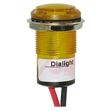 Dialight Yellow Panel Mount Indicator, 24V dc, 17.5mm Mounting Hole Size, Lead Wires Termination, IP67 - 657-1704-103F product image