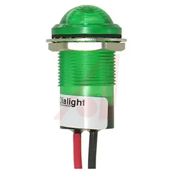 Dialight Green Panel Mount Indicator, 5V dc, 17.5mm Mounting Hole Size, Lead Wires Termination, IP67 - 657-2602-103F product image