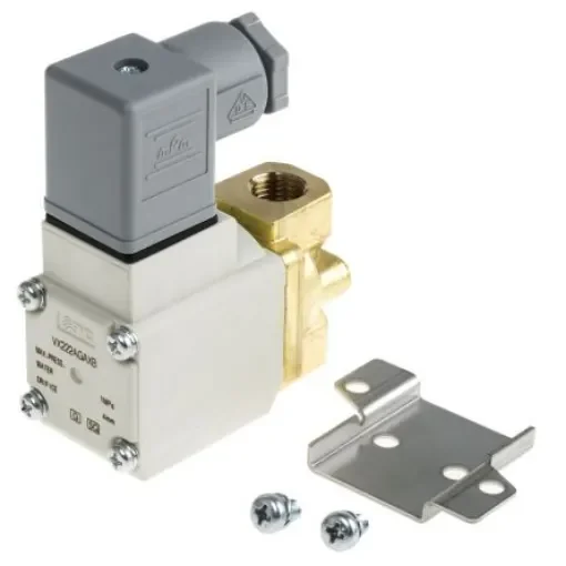 SMC 2/2 Pneumatic Solenoid Valve - Solenoid/Spring G 1/4 VX22 Series 24V dc - VX222AGAXB product image