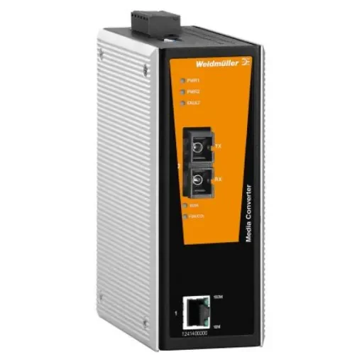 Weidmuller RJ45 Ethernet Media Converter, Multi Mode, Half/Full Duplex 5km - 1241400000 product image