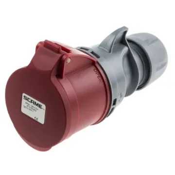Scame, Optima Seven IP44 Red Cable Mount 6P + E Industrial Power Socket, Rated At 32A, 415 V - 313.3247-7 product image