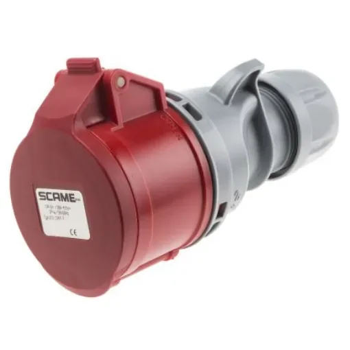 Scame, Optima Seven IP44 Red Cable Mount 6P + E Industrial Power Socket, Rated At 16A, 415 V - 313.1647-7 product image