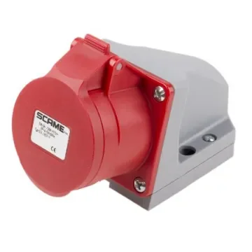 Scame, Optima IP44 Red Wall Mount 6P + E Right Angle Industrial Power Socket, Rated At 16A, 415 V - 512.1657-7 product image