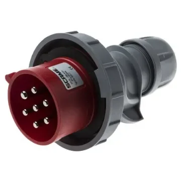 Scame, Optima Seven IP66, IP67 Red Cable Mount 6P + E Industrial Power Plug, Rated At 32A, 415 V - 218.3237-7 product image