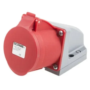 Scame, Optima IP44 Red Wall Mount 6P + E Right Angle Industrial Power Socket, Rated At 32A, 415 V - 512.3257-7 product image