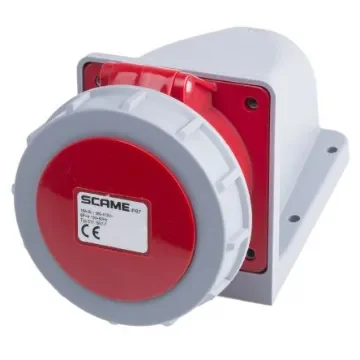 Scame, Optima IP67 Red Wall Mount 6P + E Right Angle Industrial Power Socket, Rated At 16A, 415 V - 517.1657-7 product image