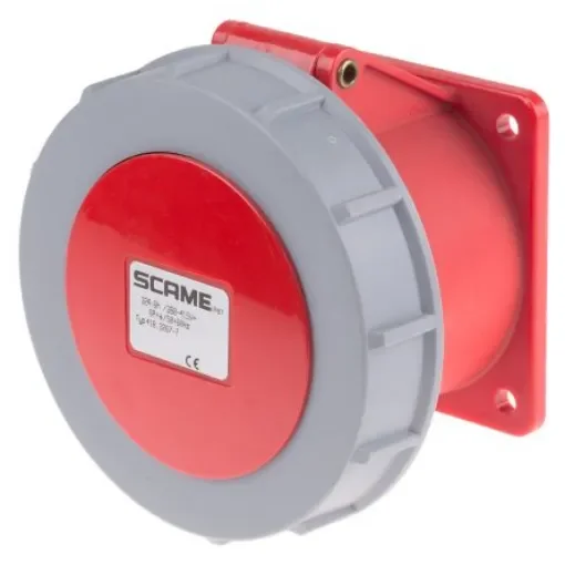 Scame, Optima IP67 Red Panel Mount 6P + E Industrial Power Socket, Rated At 32A, 415 V - 418.3267-7 product image