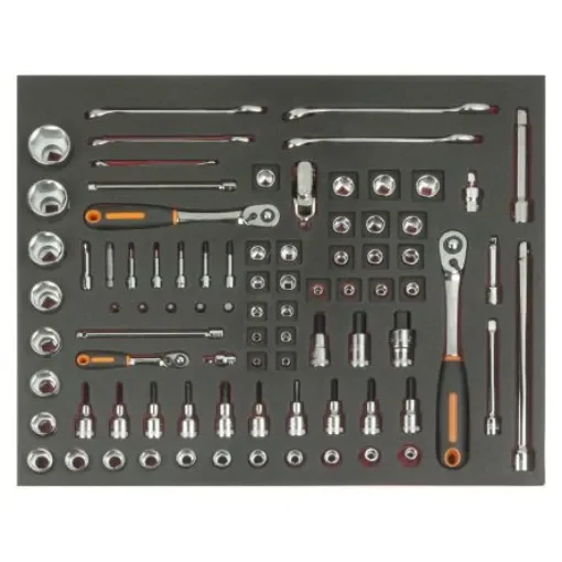 Bahco 83-Piece Metric 1/2 in; 1/4 in; 3/8 in Standard Socket/Spanner/Bit Set with Ratchet, 6 point - FF1A5005 product image