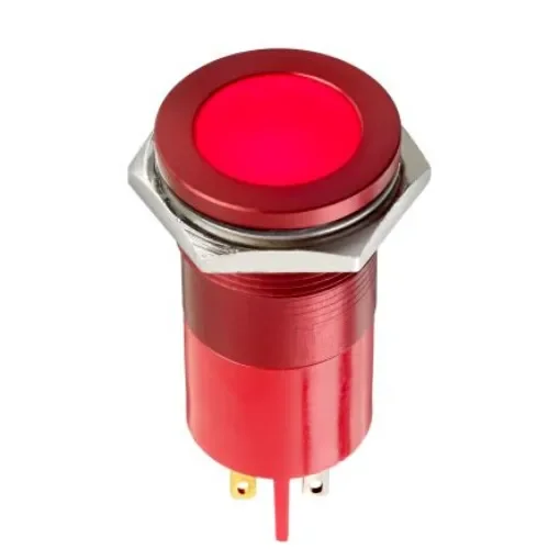 RS PRO Red Panel Mount Indicator, 220V ac, 22mm Mounting Hole Size, Faston, Solder Lug Termination, IP67 - 8987699 product image