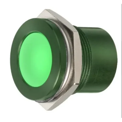 RS PRO Green Panel Mount Indicator, 28V, 22mm Mounting Hole Size, Faston, Solder Lug Termination, IP67 - 8987725 product image