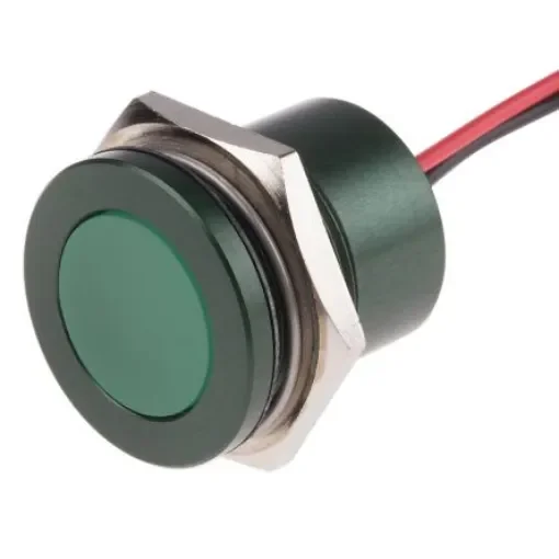 RS PRO Green Panel Mount Indicator, 24V ac/dc, 22mm Mounting Hole Size, Lead Wires Termination, IP67 - 8987734 product image