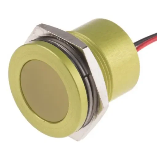 RS PRO Yellow Panel Mount Indicator, 12V, 22mm Mounting Hole Size, Lead Wires Termination, IP67 - 8987762 product image