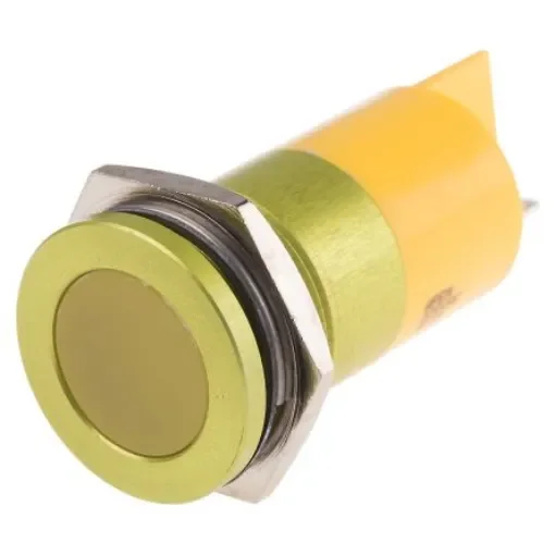 RS PRO Yellow Panel Mount Indicator, 220V ac, 22mm Mounting Hole Size, Faston, Solder Lug Termination, IP67 - 8987769 product image