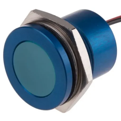 RS PRO Blue Panel Mount Indicator, 24V ac/dc, 22mm Mounting Hole Size, Lead Wires Termination, IP67 - 8987804 product image