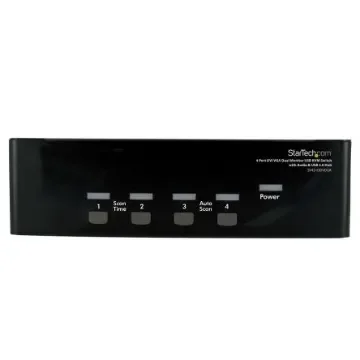 StarTech.com 4 Port Dual Monitor USB DVI KVM Switch, 3.5 mm Stereo 1920 x 1440 Maximum Resolution - SV431DDVDUA product image