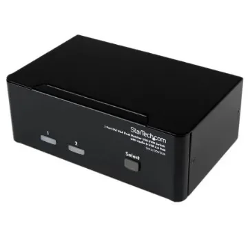 StarTech.com 2 Port Dual Monitor USB DVI, VGA KVM Switch, 3.5 mm Stereo 1920 x 1200 Maximum Resolution - SV231DDVDUA product image
