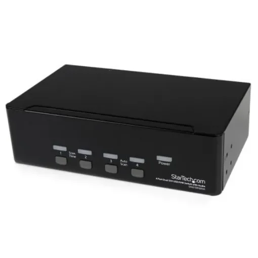 StarTech.com 4 Port Dual Monitor USB DVI KVM Switch, 3.5 mm Stereo 1920 x 1200 Maximum Resolution - SV431DD2DUA product image