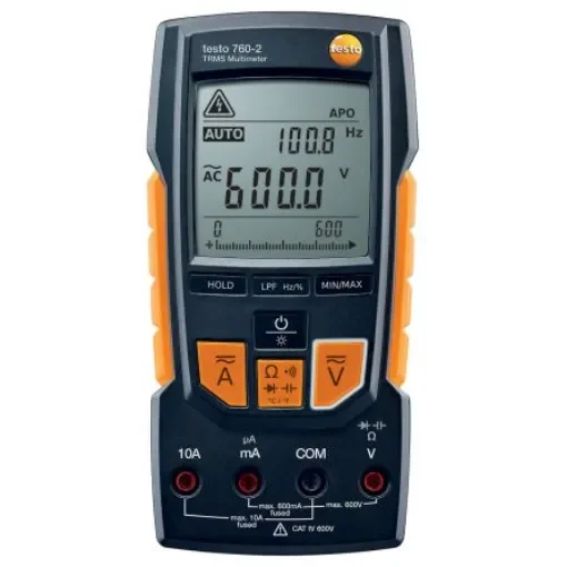 Testo 760-2 Handheld Digital Multimeter, True RMS, 10A ac Max, 10A dc Max, 600V ac Max - 0590 7602 product image