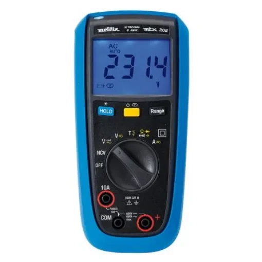 Metrix MTX202 Handheld Digital Multimeter, True RMS, 10A ac Max, 10A dc Max, 600V ac Max - MTX202-Z product image