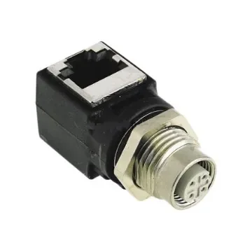 HARTING Right Angle 4 Pole M12 Socket to 8 Pole RJ45 Socket Adapter - 21033814401 product image