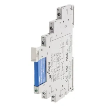 Relpol PIR6W Series Interface Relay, DIN Rail Mount, 24V ac/dc Coil, SPDT, 1-Pole, 1.2A Load - PIR6W-1PS-24VAC/DC-T product image