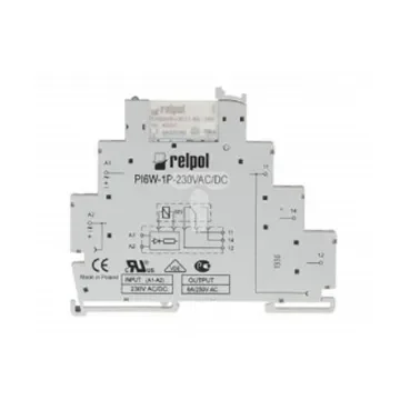 Relpol PIR6W Series Interface Relay, DIN Rail Mount, 230V ac Coil, SPDT, 1-Pole, 6A Load - PIR6W-1P-230VAC product image