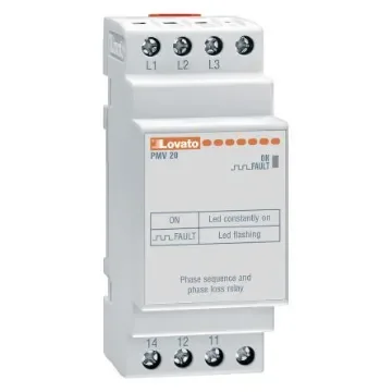 Lovato Voltage Monitoring Relay, 3 Phase, SPDT, Maximum of 400V ac, DIN Rail - PMV20A600 product image