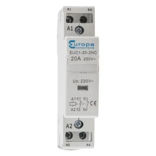 Europa Contactor, 230 V ac Coil, 2-Pole, 20 A, 4 kW, 2NC, 240 V ac - EUC1-20-2NC product image