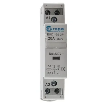 Europa EUC1 Contactor, 230 V ac Coil, 2-Pole, 20 A, 4 kW, 2NO, 240 V ac - EUC1-20-2P product image
