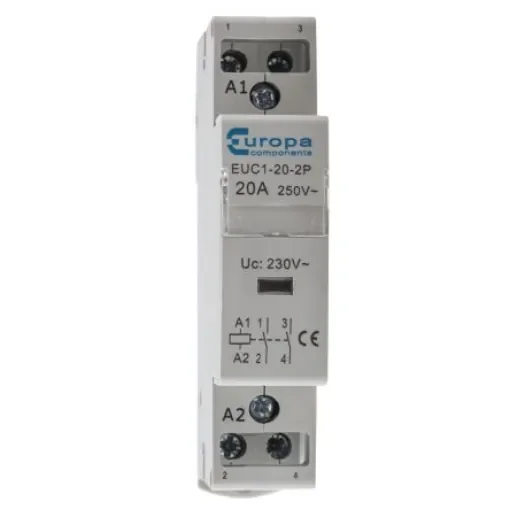 Europa EUC1 Contactor, 230 V ac Coil, 2-Pole, 20 A, 4 kW, 2NO, 240 V ac - EUC1-20-2P product image