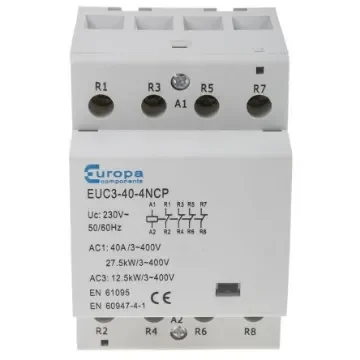 Europa Contactor, 230 V ac Coil, 4-Pole, 40 A, 12.5 kW, 4NC, 400 V ac - EUC3-40-4NCP product image
