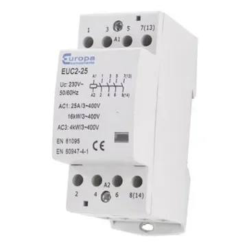 Europa Contactor, 24 V ac Coil, 4-Pole, 40 A, 12.5 kW, 4NO, 400 V ac - EUC3-40-4NOB product image
