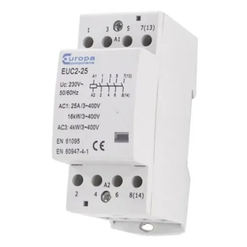 Europa Contactor, 24 V ac Coil, 4-Pole, 40 A, 12.5 kW, 4NO, 400 V ac - EUC3-40-4NOB product image