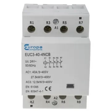 Europa Contactor, 24 V ac Coil, 4-Pole, 40 A, 12.5 kW, 4NC, 400 V ac - EUC3-40-4NCB product image