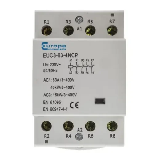 Europa Contactor, 230 V ac Coil, 4-Pole, 63 A, 40 kW, 4NC, 400 V ac - EUC3-63-4NCP product image