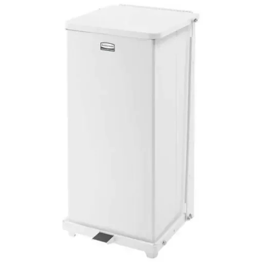 Rubbermaid Commercial Products 49L White Pedal Galvanised Steel Waste Bin - FGST24EPLWH product image