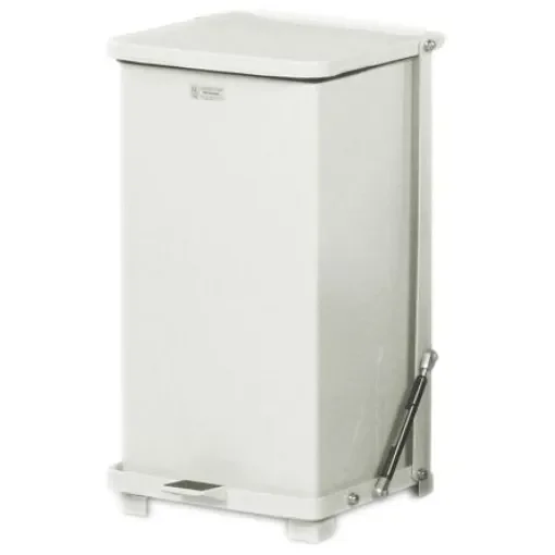 Rubbermaid Commercial Products Defenders® Square Step Can 25L White Pedal Galvanised Steel Waste Bin - FGST12EPLWH product image