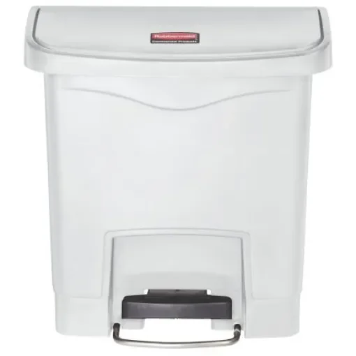 Rubbermaid Commercial Products Slim Jim 15L White Pedal Polyethylene Waste Bin - 1883554 product image