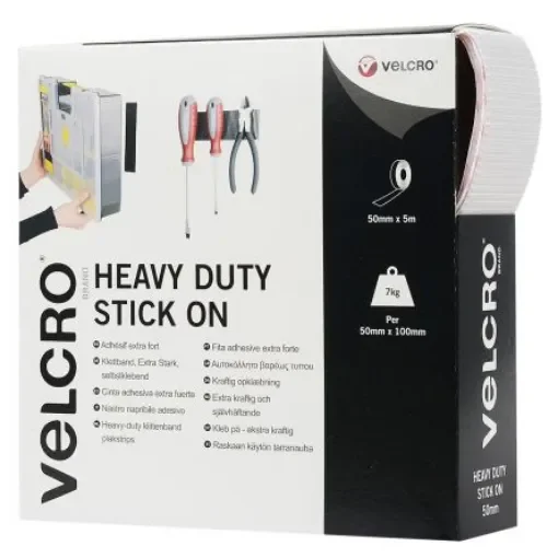 Velcro White Hook & Loop Tape, 50mm x 5m - VEL-EC60244 product image