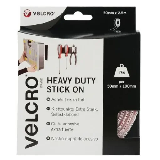 Velcro White Hook & Loop Tape, 50mm x 2.5m - VEL-EC60246 product image
