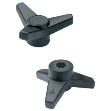 Elesa 65748 Black 3-Arm Clamping Knob, M16, Threaded Hole product image