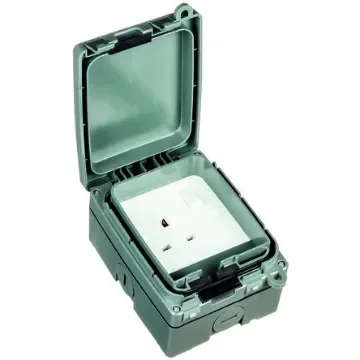 Timeguard Grey 1 Gang Plug Socket, 1 Pole Poles, 13A, Type G - British, Outdoor Use - WXT101N product image