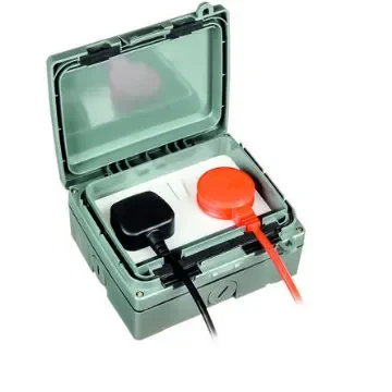 Timeguard Grey 2 Gang Plug Socket, 1 Pole, 13A, Type G - British, Outdoor Use - WXT201N product image