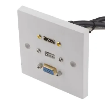 RS PRO Single Gang 3 Way Female HDMI, SVGA, USB A Faceplate - 9194038 product image
